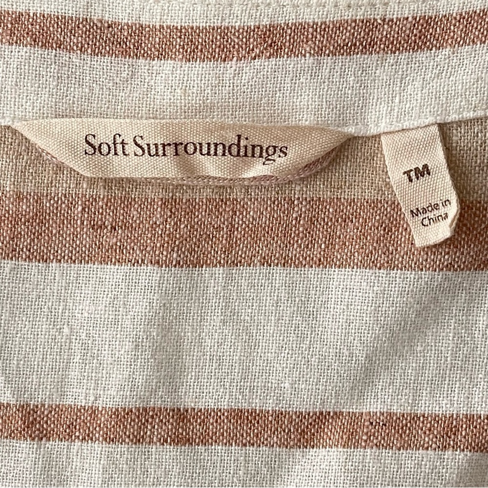 Soft Surroundings Arcata Maxi Dress TALL Medium Stripe Linen Rayon 3/4 Sleeve - Picture 9 of 10